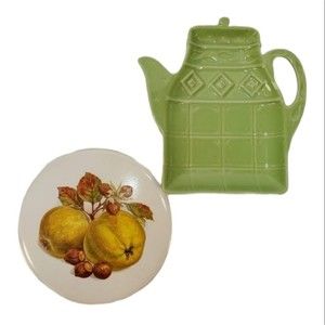 2 Vintage Ceramic Trivets Spoon Rests